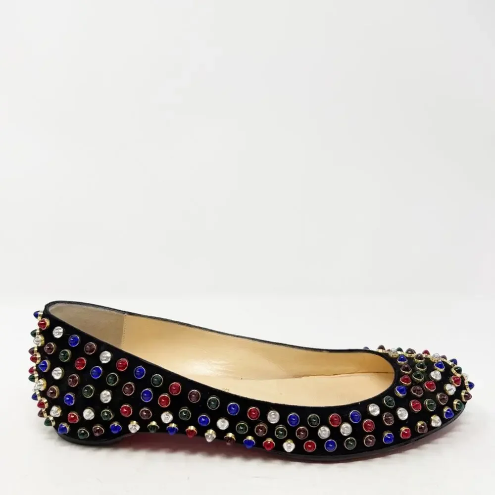 Christian Louboutin Multicolor Spike Stud Ballet Flats Womens Size EU 37.5